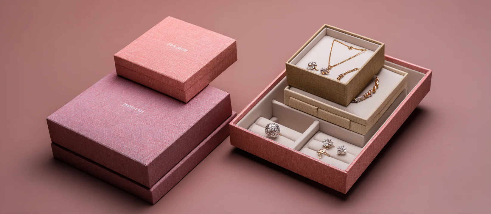 This image shows a beautiful jewellery making organiser and handmade jewelry box in pink, a perfect option for a wholesale jewelry box business.